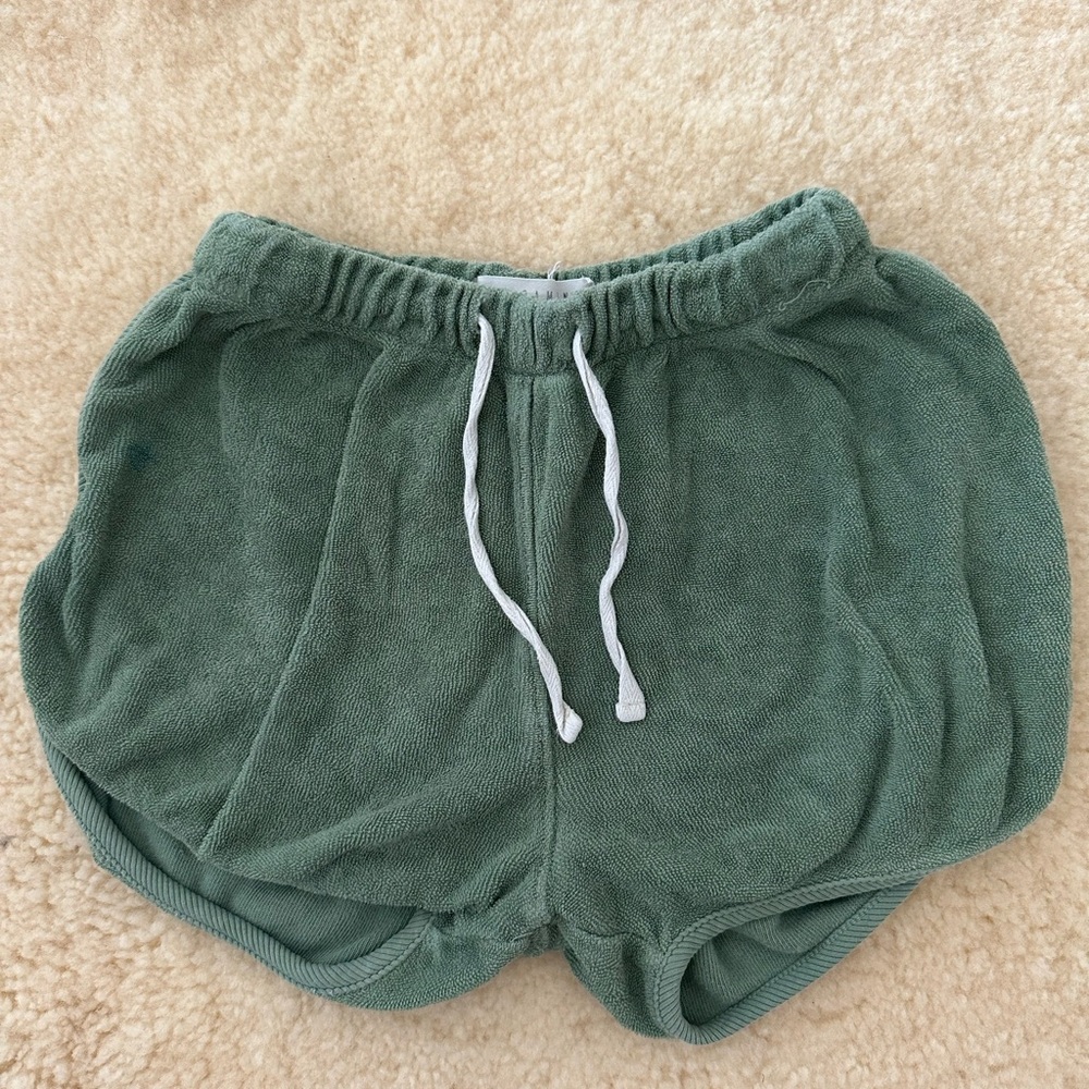 Green Relaxed Fit Lounge Shorts with Drawstring